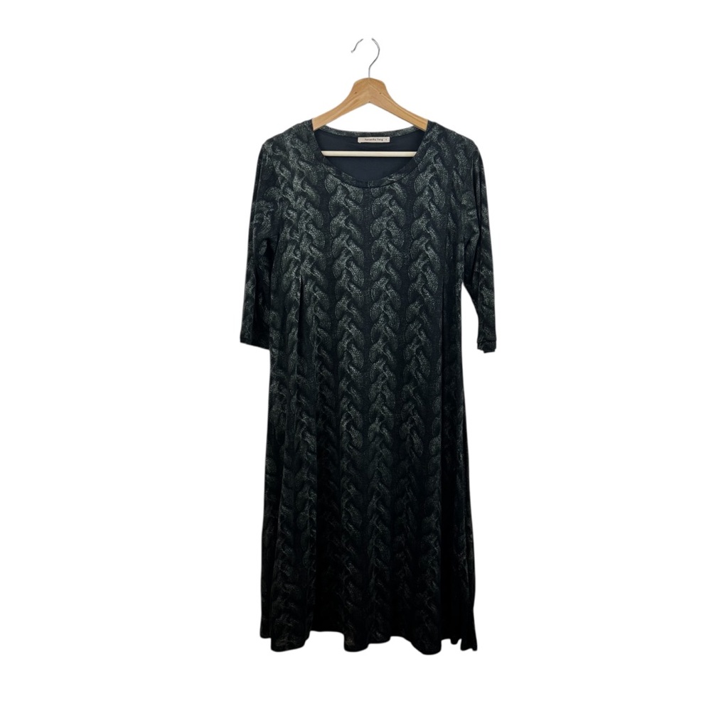 SAMANTHA SUNG Women's Dress Cable Knit Print Hand Painted Wool Blend Sz. 8